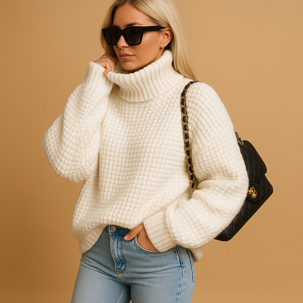 EB | Eleganten Strick Damen Rollkragenpullover