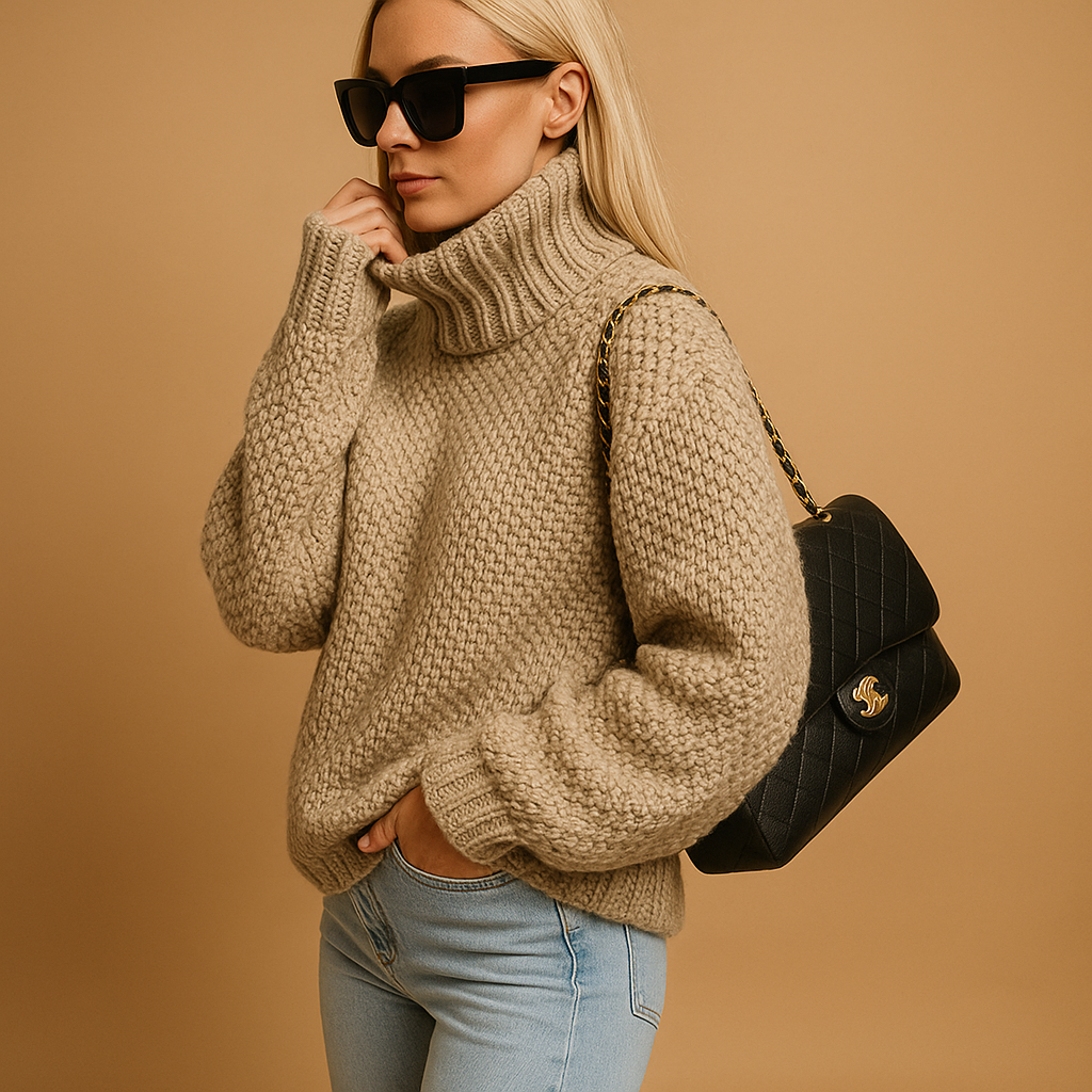 EB | Eleganten Strick Damen Rollkragenpullover