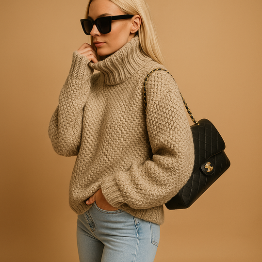EB | Eleganten Strick Damen Rollkragenpullover