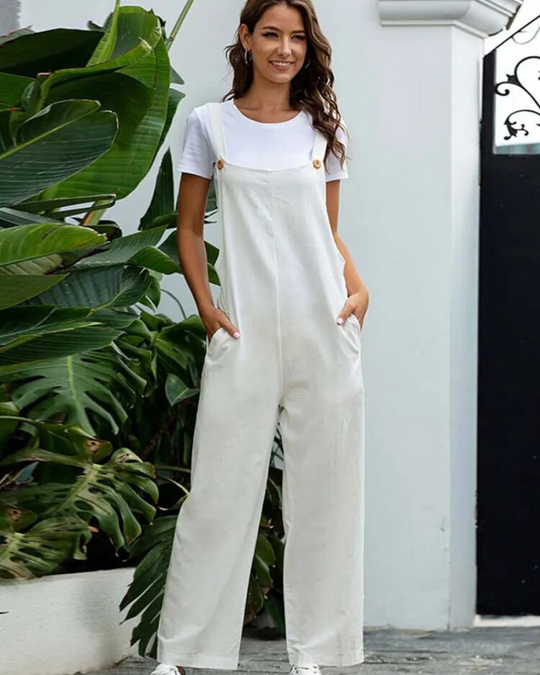 EB | Weiß Latzhose Damen Lässig