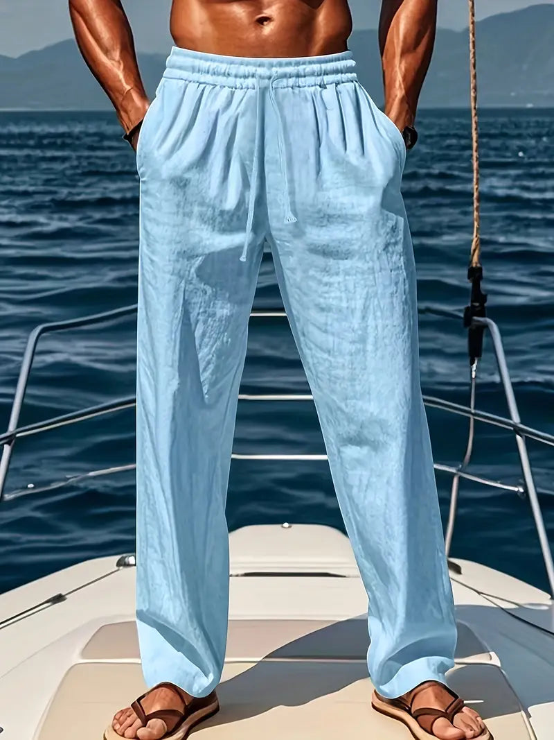 EB | Geschnittene Herren Leinenhose Luftige Sommerhose mit Klassischem Stil