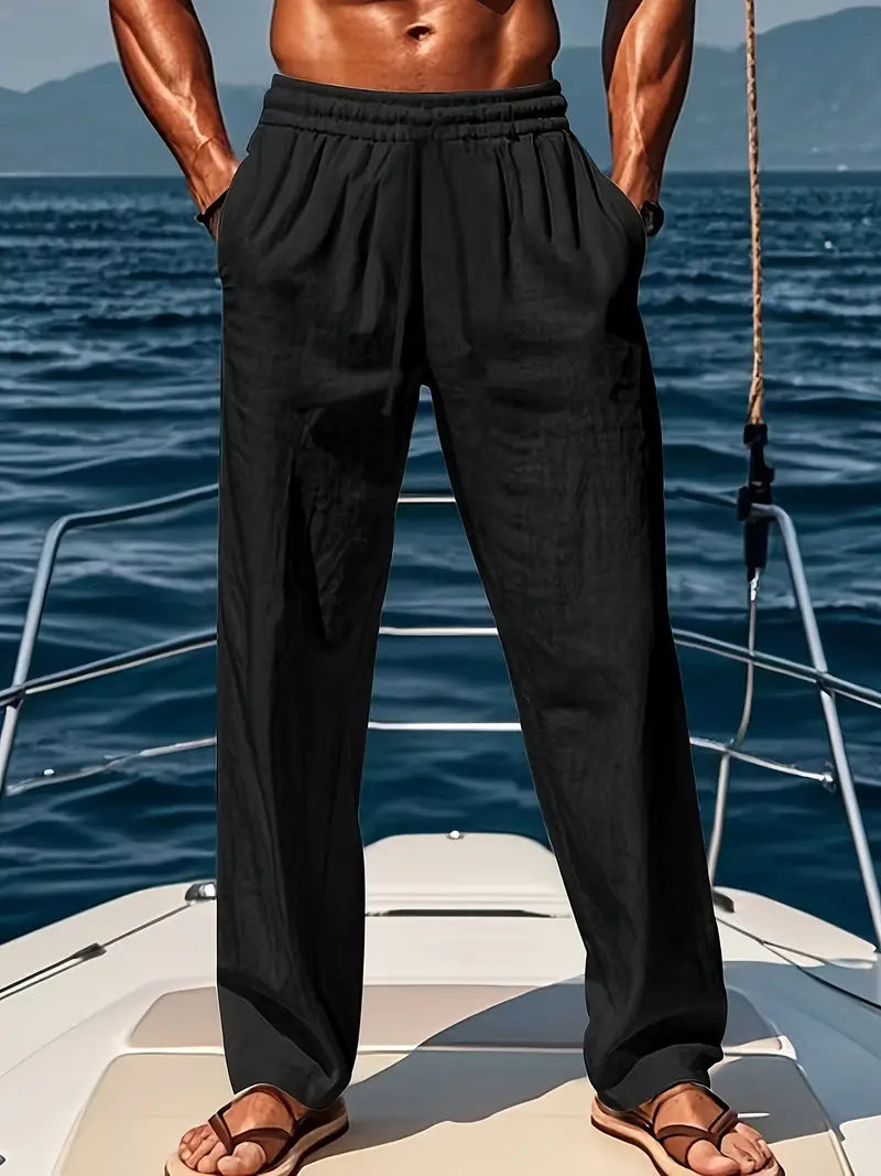 EB | Geschnittene Herren Leinenhose Luftige Sommerhose mit Klassischem Stil