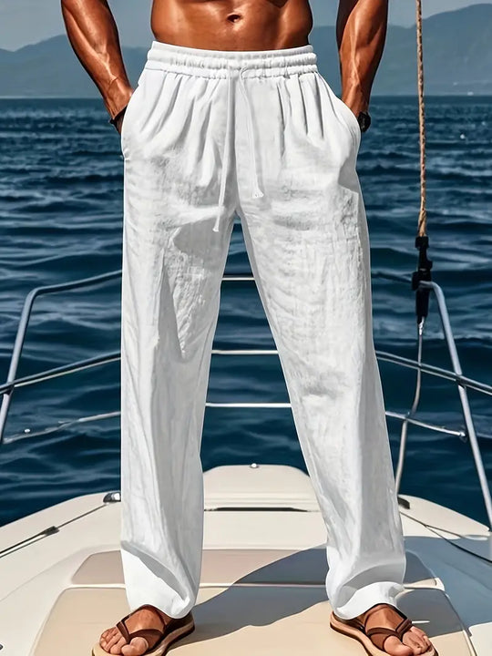 EB | Geschnittene Herren Leinenhose Luftige Sommerhose mit Klassischem Stil