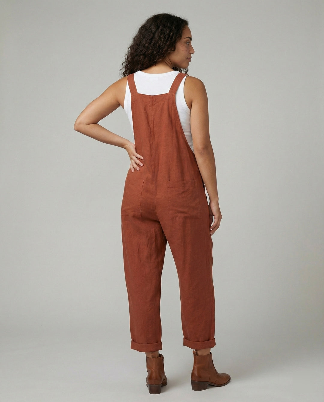 EB | Weite-Leg-Overall Damen mit verstellbarer Schnalle und Tasche aus Baumwolle