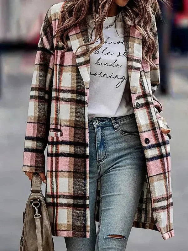 EB | Winter Damen Revers Karo Wollmantel