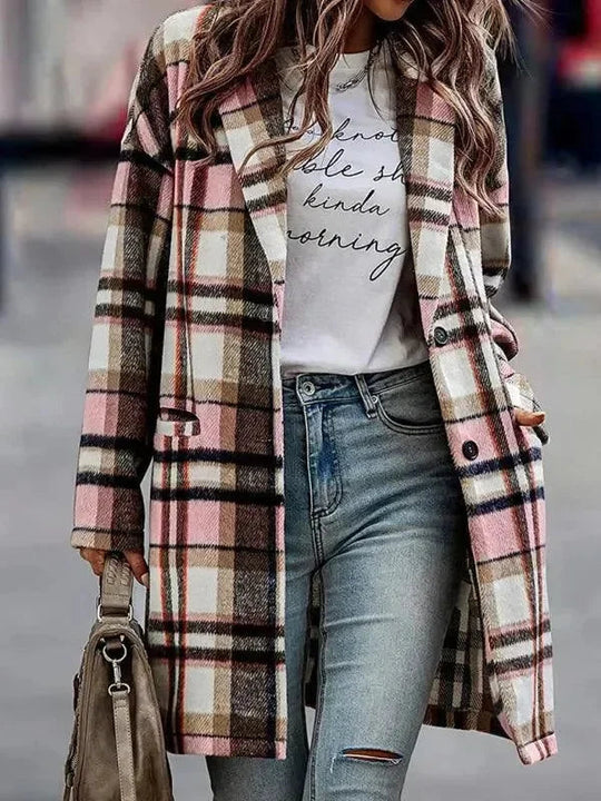 EB | Winter Damen Revers Karo Wollmantel