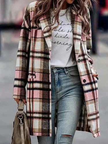EB | Winter Damen Revers Karo Wollmantel