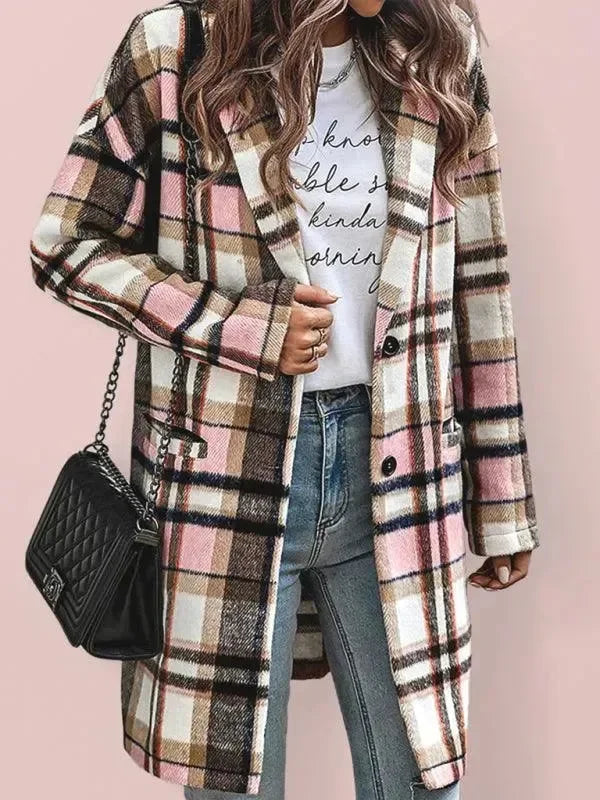 EB | Winter Damen Revers Karo Wollmantel