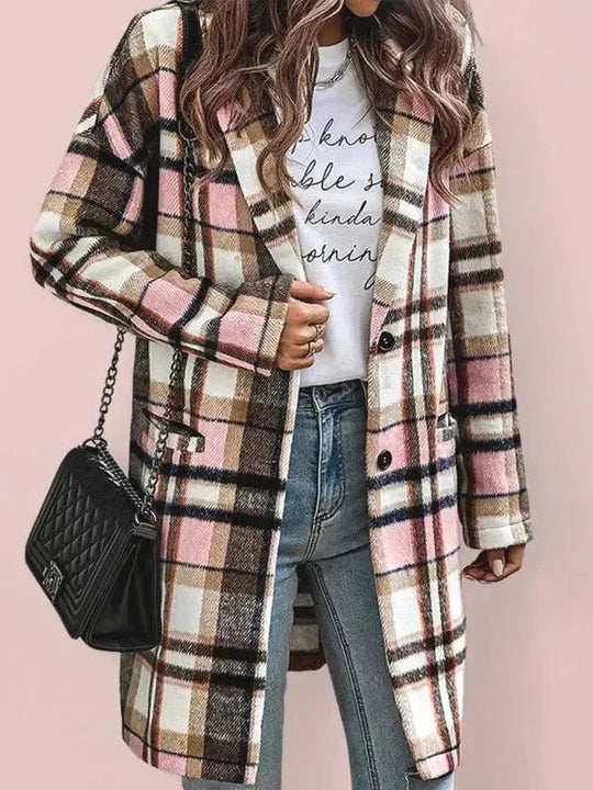EB | Winter Damen Revers Karo Wollmantel