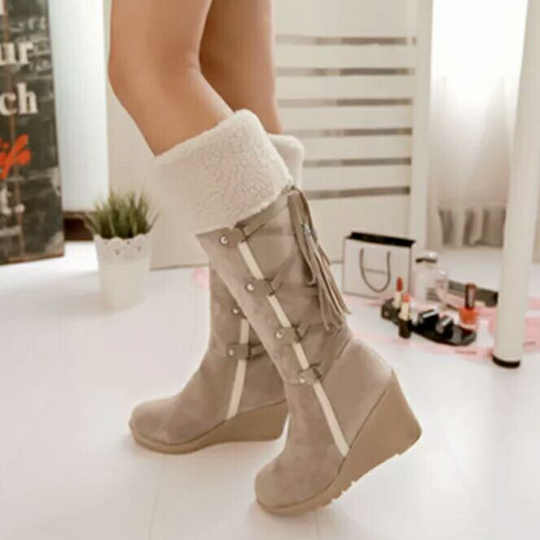 Warme Winterstiefel mit Keilabsatz | Stylische Winterstiefel für Frauen EB