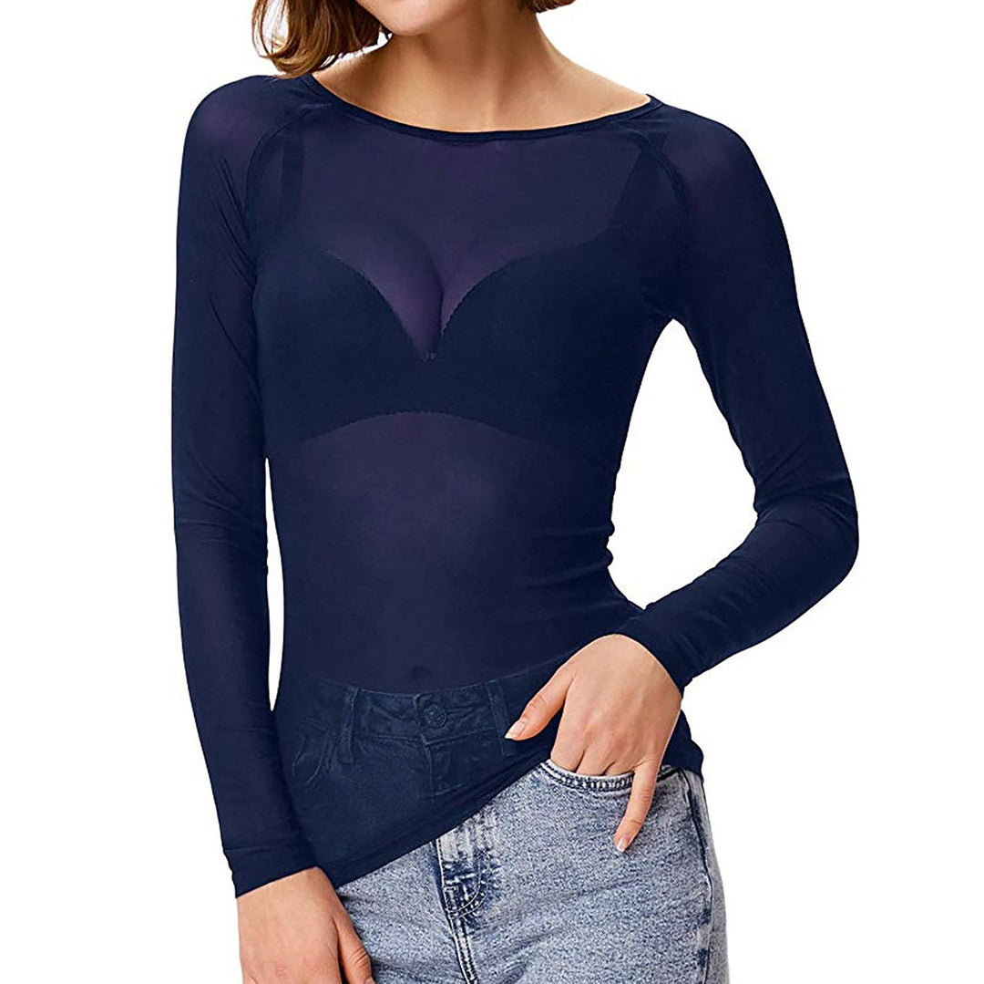 EB | Transparente Mesh Langarm Top für Damen