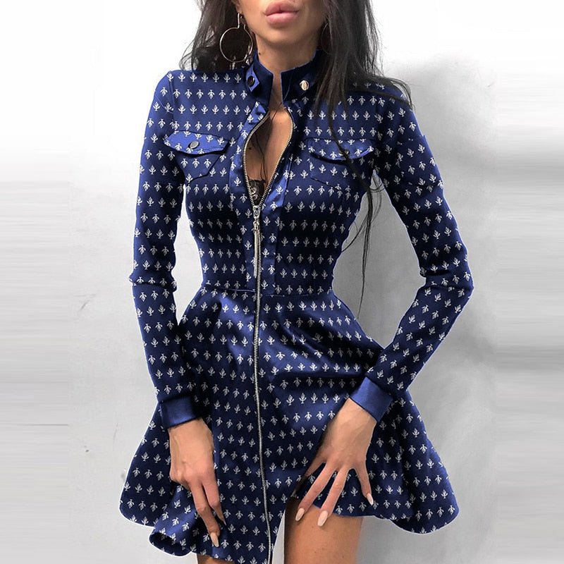 EB | Leder-Reißverschluss Minikleid