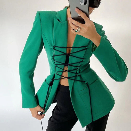 EB | Blazer mit Schnürung, Armtaschen, Feiner Mantel