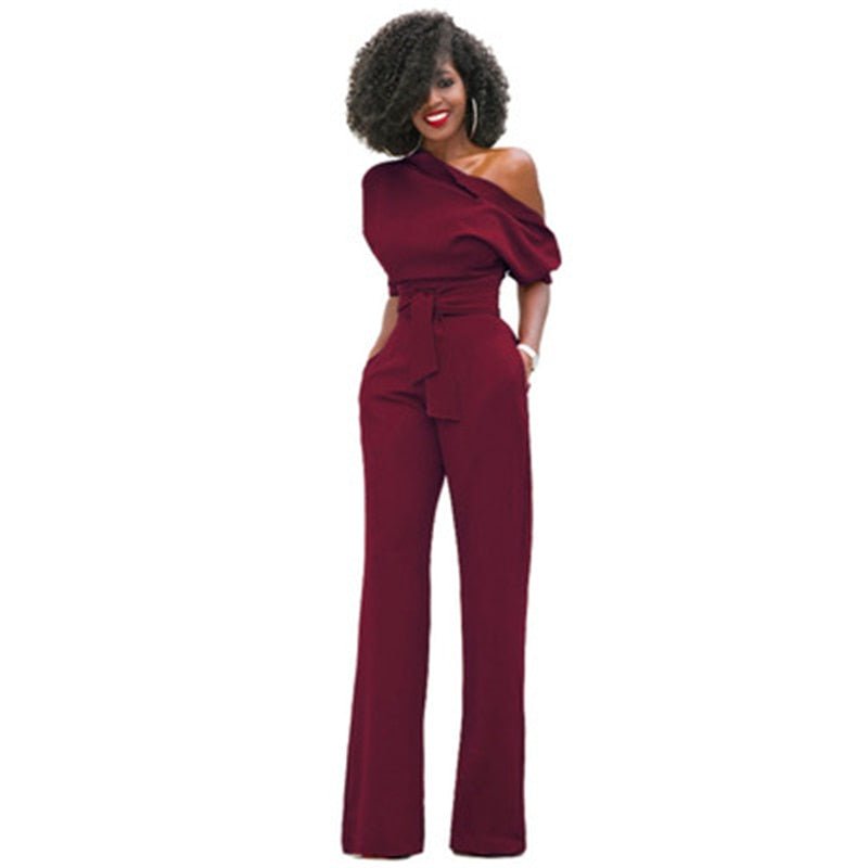 EB | Schulterloser, Eleganter Jumpsuit mit Gürtel für Damen