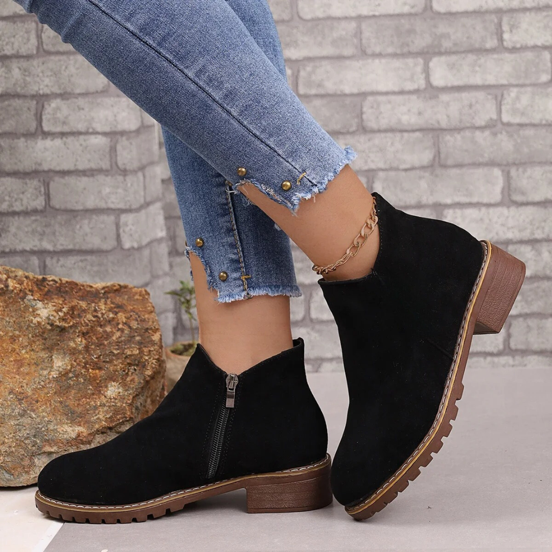 Damen Stiefeletten Wildleder Stil EB