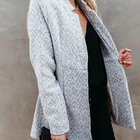 EB | Zeitlose Offene Jacke Tweedstruktur Moderne Eleganz