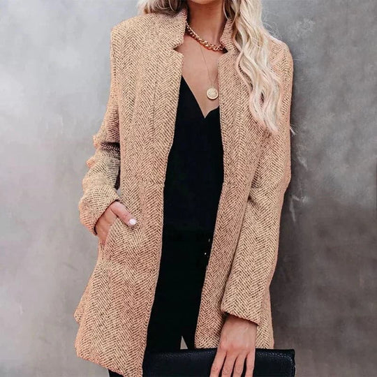 EB | Zeitlose Offene Jacke Tweedstruktur Moderne Eleganz