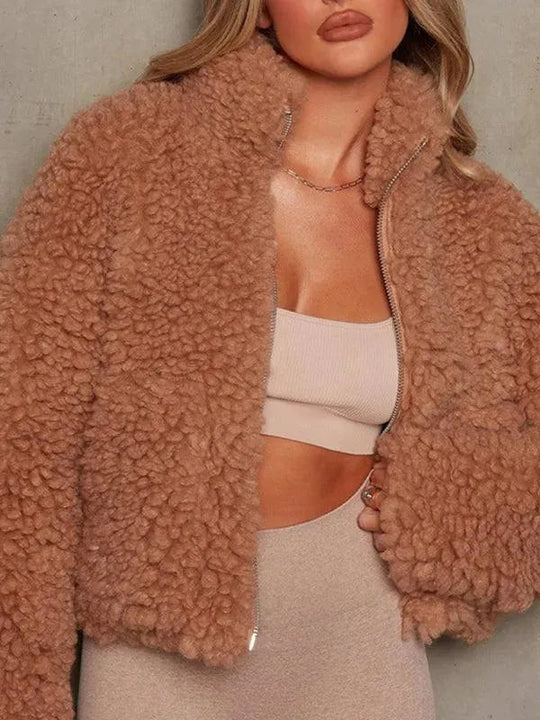 EB | Damen Plüsch Gefütterte Winter Fleecejacke