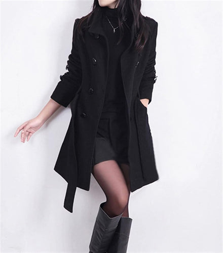 EB | Damen Schicker Langer Gurtmantel für Herbst Eleganz