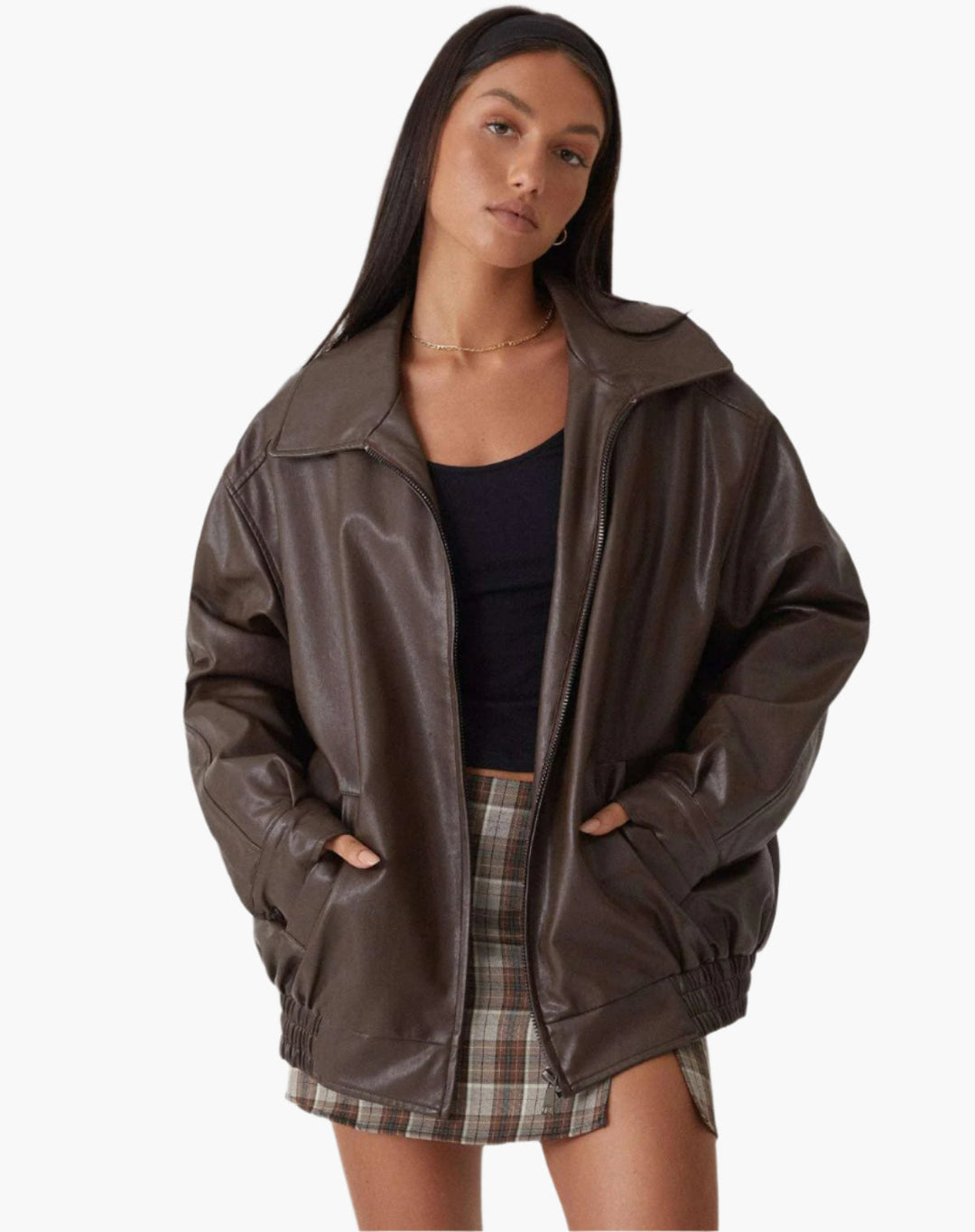 EB | Oversize Kunstlederjacke - Modischer Streetstyle-Look für Freizeit & Alltag