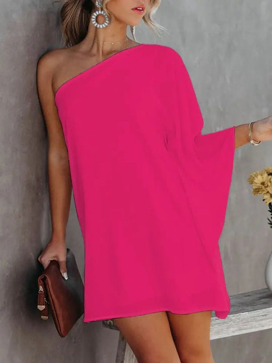EB | Frauen Kleider Gradient Ein Schulter Lässig Kleid