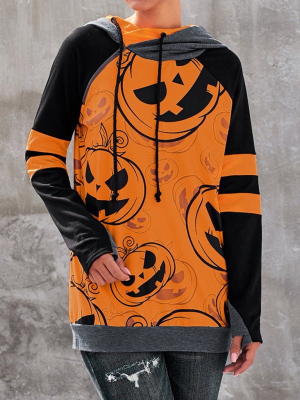 Heidi-Mode | Damen Halloween Druck Kontrast Raglan Ärmel Top