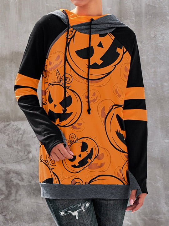 Heidi-Mode | Damen Halloween Druck Kontrast Raglan Ärmel Top