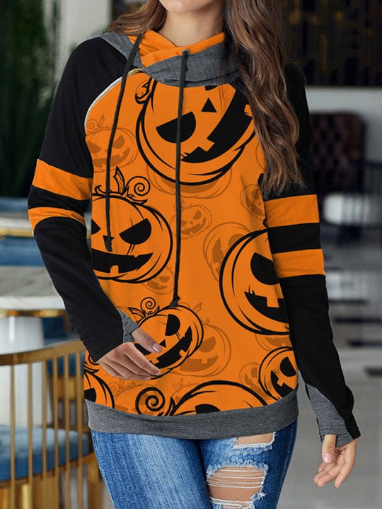 Heidi-Mode | Damen Halloween Druck Kontrast Raglan Ärmel Top