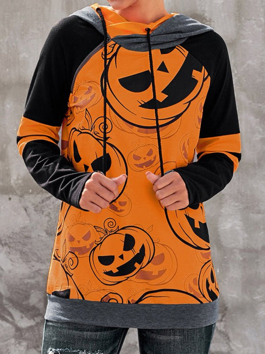 Heidi-Mode | Damen Halloween Druck Kontrast Raglan Ärmel Top