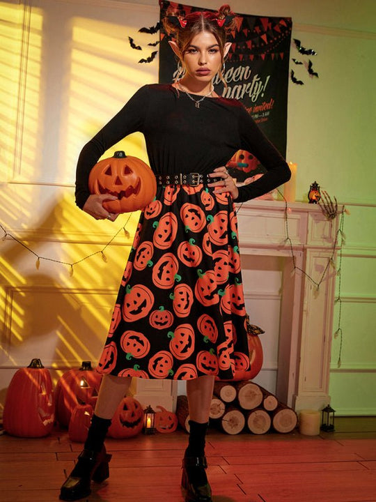 Heidi-Mode | Damen Halloween Druck Schwingkleid