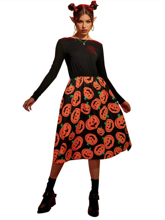 Heidi-Mode | Damen Halloween Druck Schwingkleid