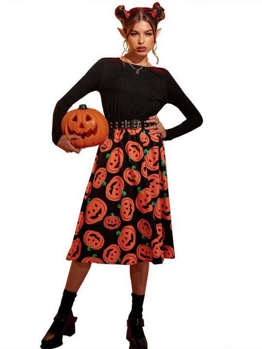 Heidi-Mode | Damen Halloween Druck Schwingkleid