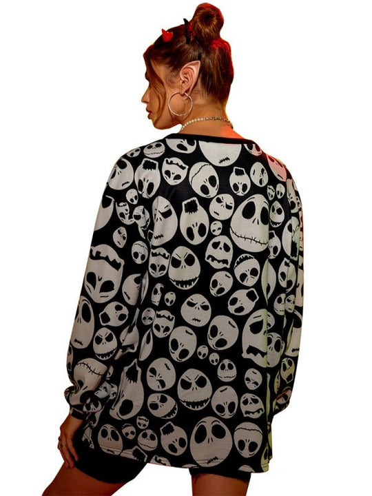 Heidi-Mode | Damen Halloween Skull Print Blouse