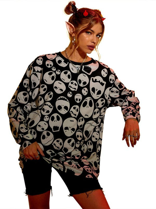 Heidi-Mode | Damen Halloween Skull Print Blouse