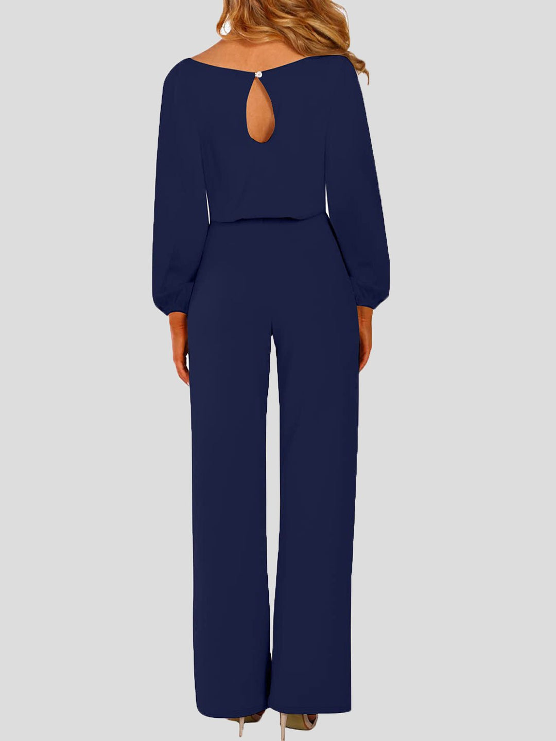 EB | Damen Jumpsuits Einfarbig Langarm Gürtel Lässiger Jumpsuit