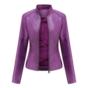 EB | Damen Lederjacke mit Mandarin-Kragen - Stilvoll & Bequem