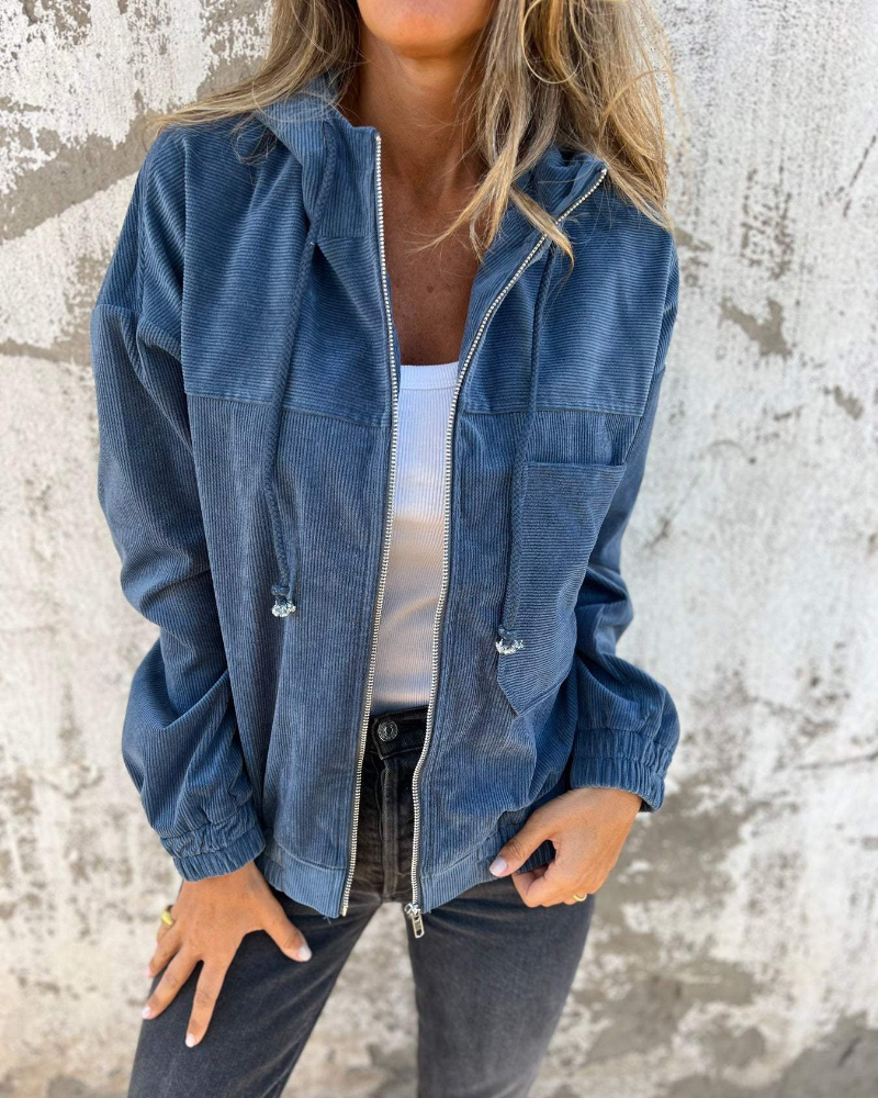 EB | Damen Retro Cordjacke mit Kapuze