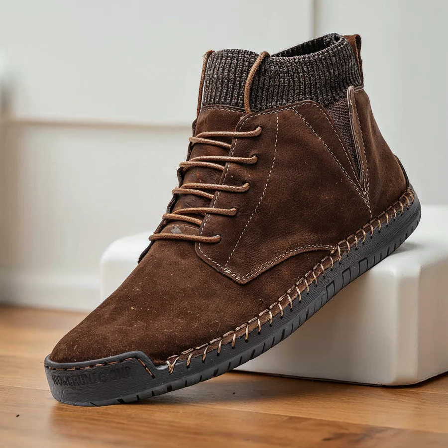 Retro-Wildlederschuhe mit Ripp- und Stichmuster EB EB