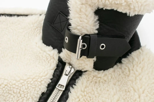 EB | Übergröße Teddyjacke Kontrastbesatz Hohe Hals Jacke