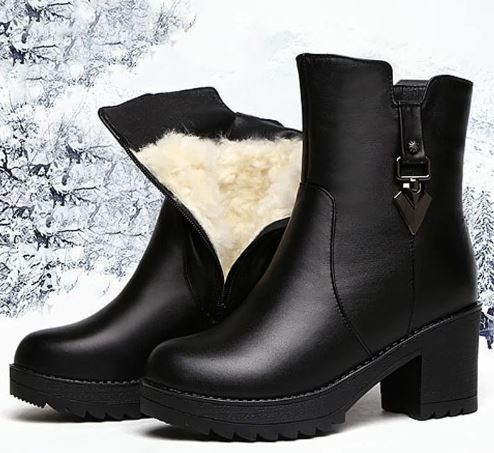 EB | Chunky Heel Stiefel mit Baumwolle
