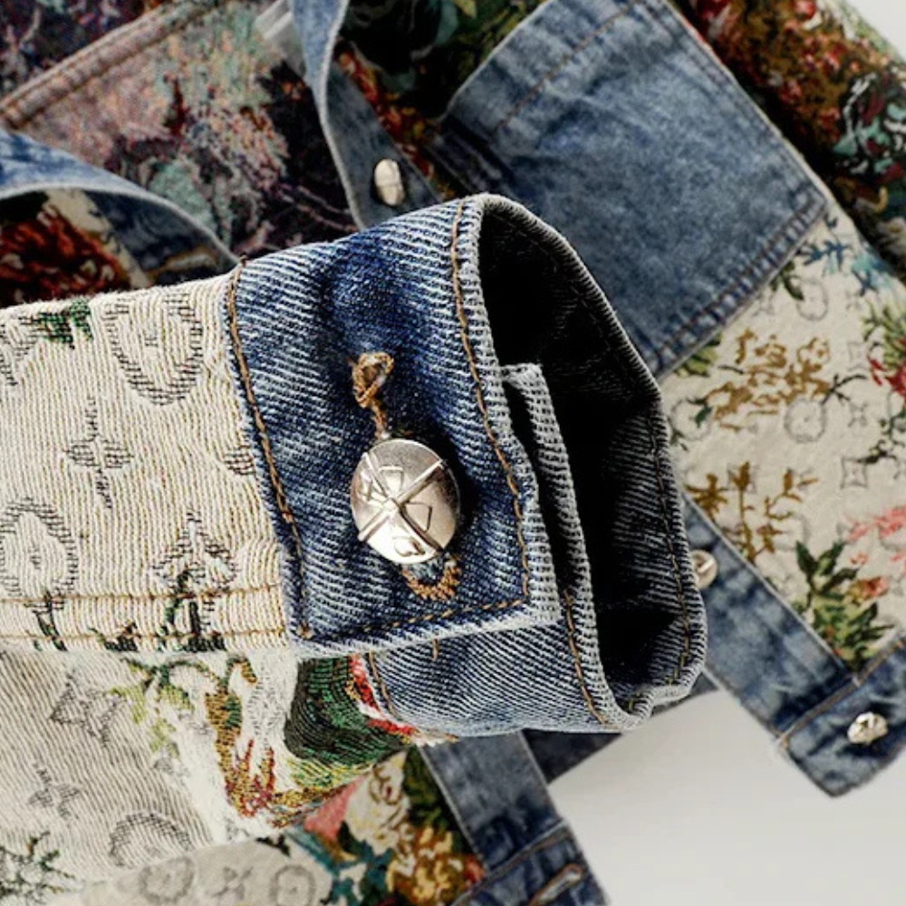 EB | Elegante Blumen Denimjacke für Damen für den Herbst