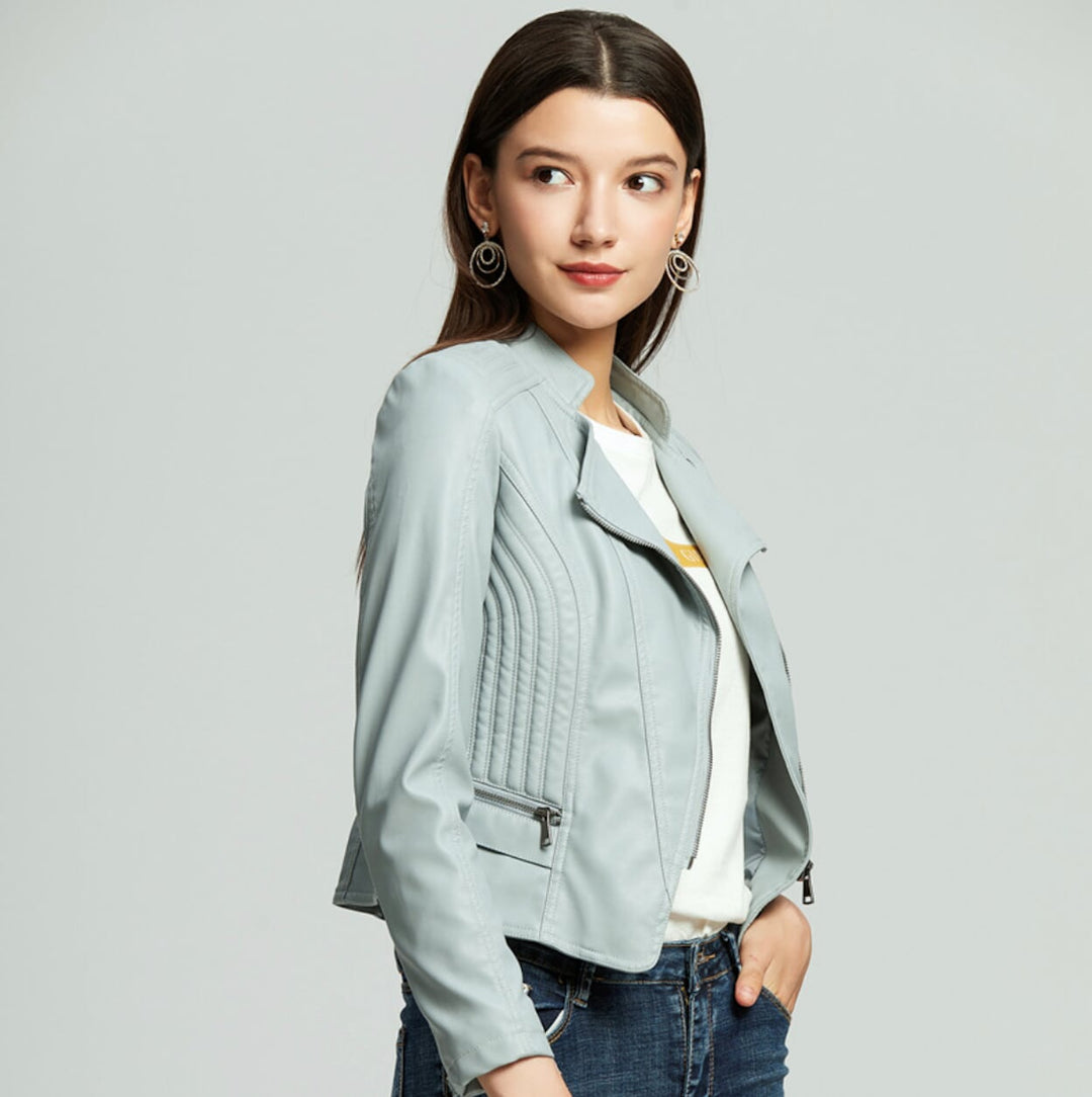 EB | Klassische Bikerjacke Kunstleder Zeitloses Design