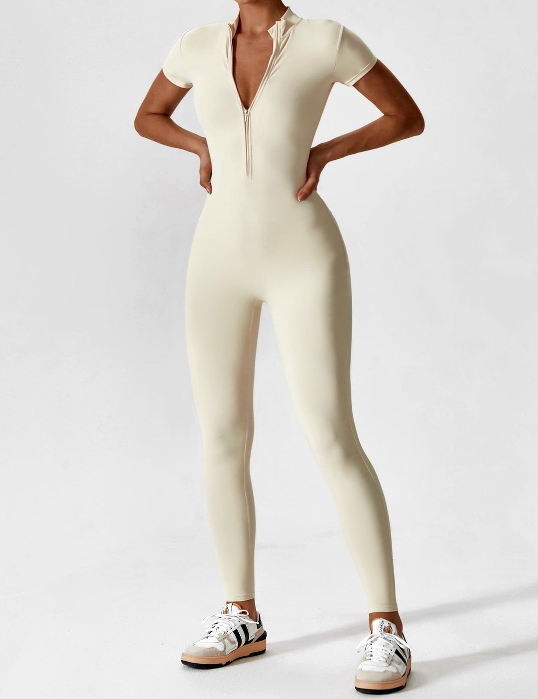 EB - Lange Ärmel/Kurze Ärmel Reißverschluss Jumpsuit für Frauen