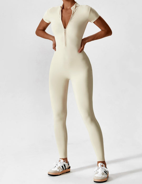 EB - Lange Ärmel/Kurze Ärmel Reißverschluss Jumpsuit für Frauen