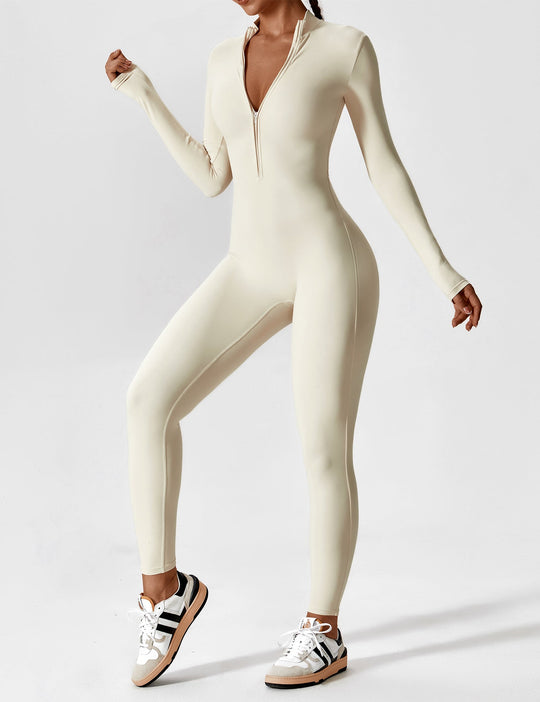 EB - Lange Ärmel/Kurze Ärmel Reißverschluss Jumpsuit für Frauen