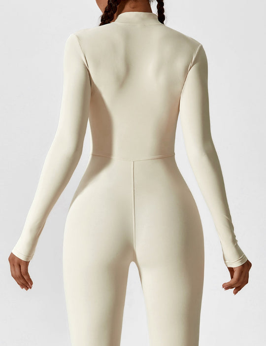 EB - Lange Ärmel/Kurze Ärmel Reißverschluss Jumpsuit für Frauen