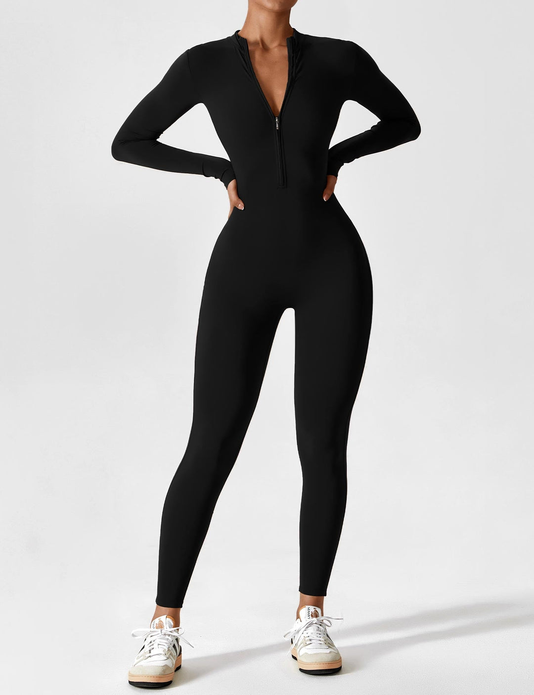 EB - Lange Ärmel/Kurze Ärmel Reißverschluss Jumpsuit für Frauen