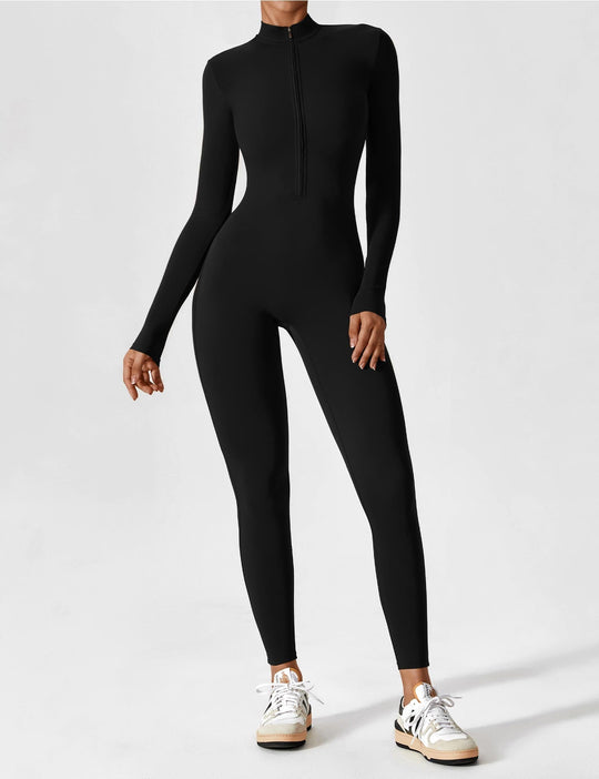 EB - Lange Ärmel/Kurze Ärmel Reißverschluss Jumpsuit für Frauen