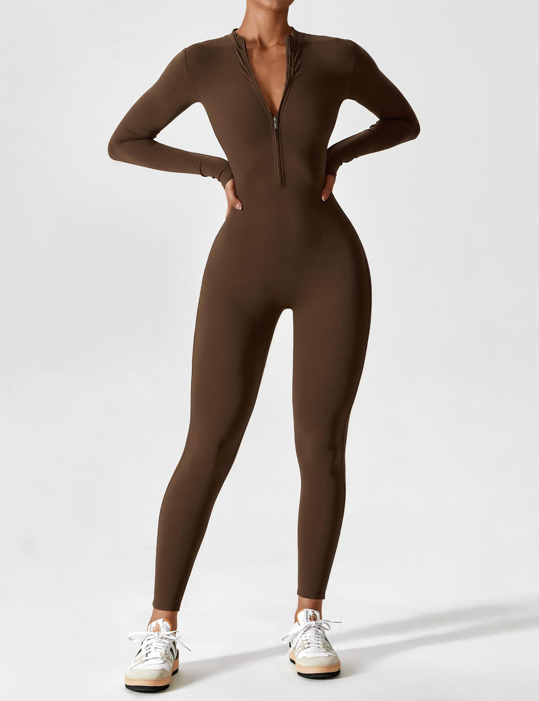 EB - Lange Ärmel/Kurze Ärmel Reißverschluss Jumpsuit für Frauen