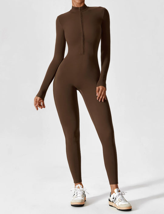 EB - Lange Ärmel/Kurze Ärmel Reißverschluss Jumpsuit für Frauen